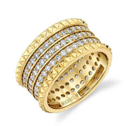 MICHAEL M 14K Yellow Gold Tetra Triple Pavé Band